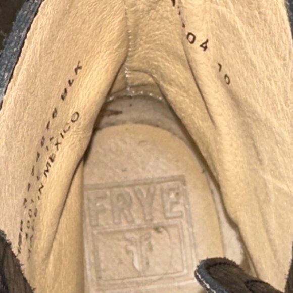 FRYE Tyler Double Zip Leather Combat Moto Laced Ankle Boots Black 6.5 - Picture 10 of 13